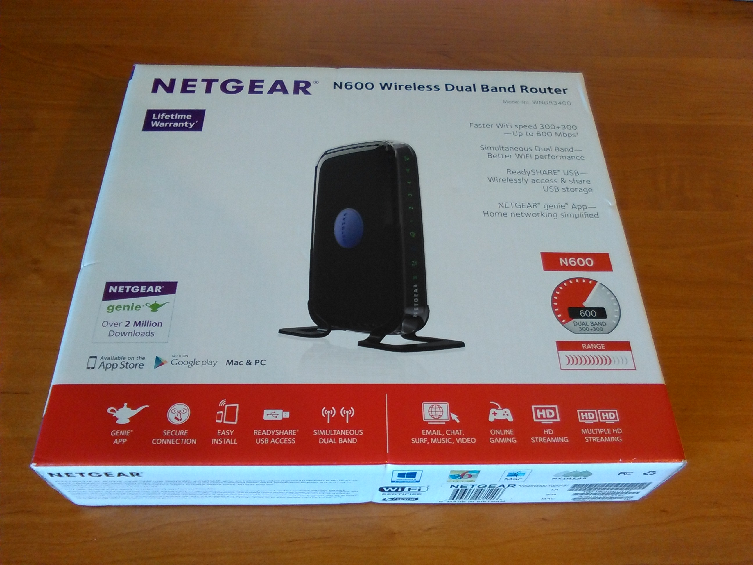 New Netgear N600 wireless dual band router, $40